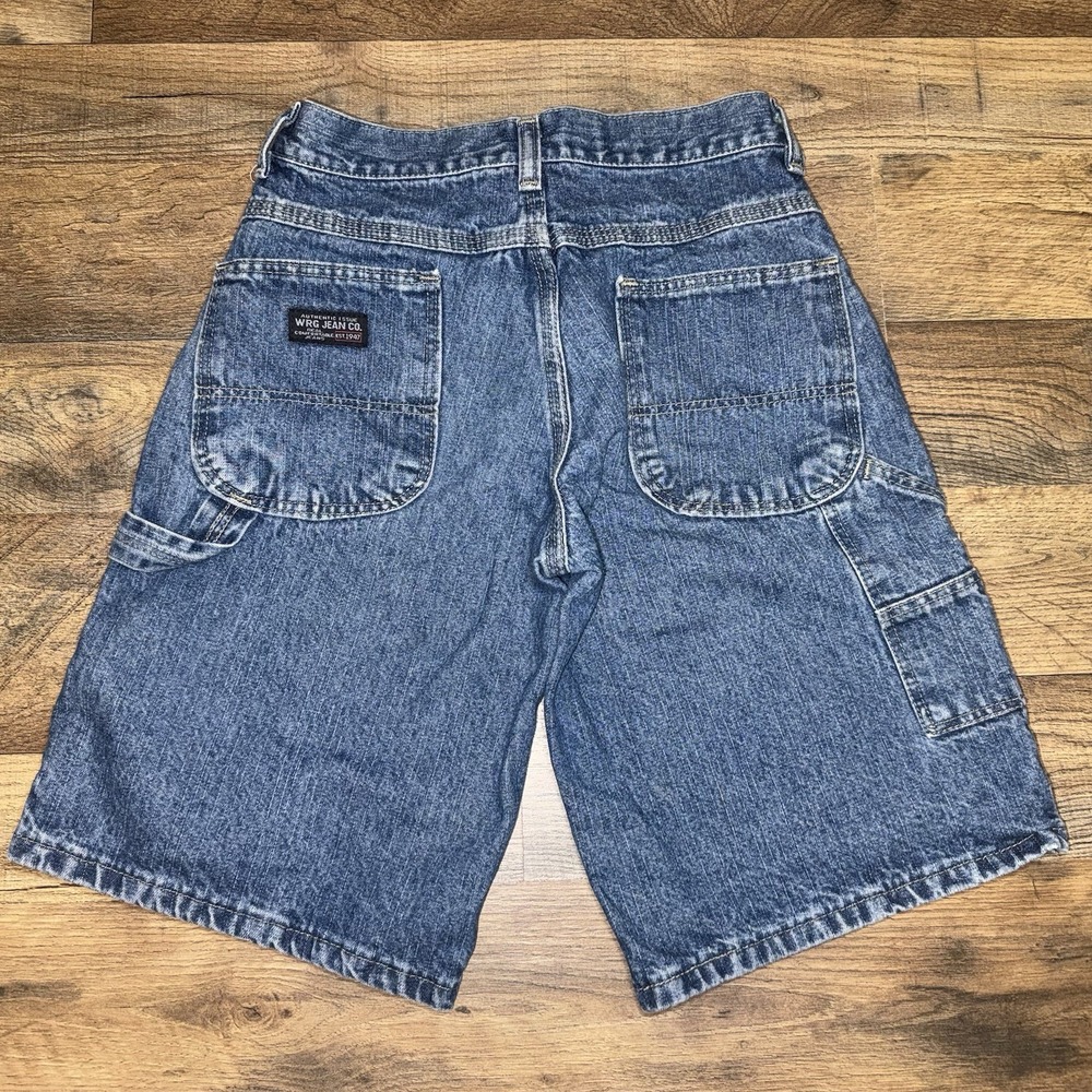 Vintage Wrangler Shorts Boys 10 Carpenter Jorts Baggy Loose Dark Wash Skate Y2K
